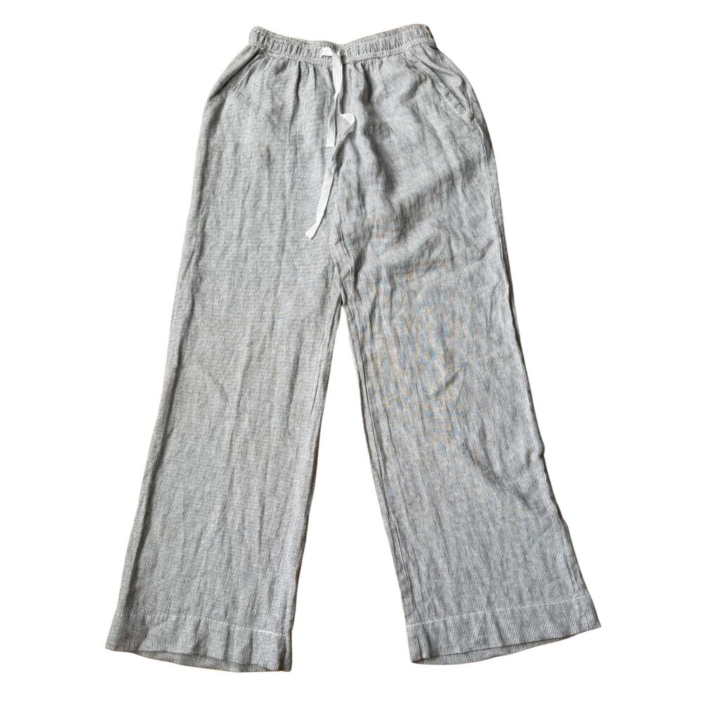 Briggs Wide Leg Pants S Dark Blue White Striped Coastal Beach Lounge Drawstring